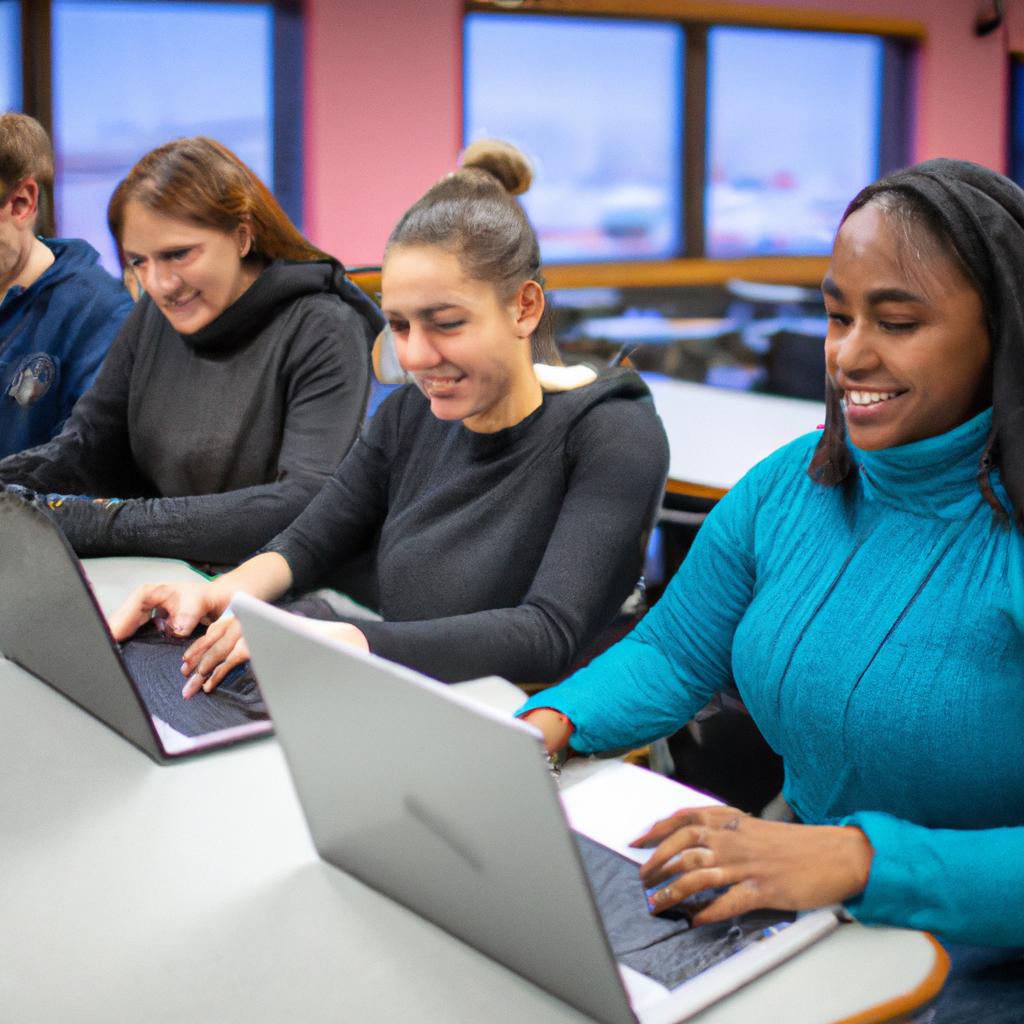 Students from various backgrounds collaborating on virtual projects at an accredited online school in Ohio.